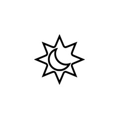 Sun and Moon Outline Icon: Day and Night Symbol