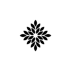 Minimalist Floral Design: Black Petals on White Background