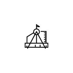 Minimalist Surveying Icon: Black Line Art on White