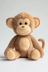 Obraz premium Happy plush monkey with a small tail on pure white background
