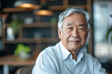 Obraz premium Portrait of a senior Asian businessman in office