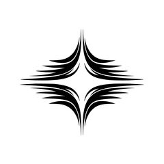 Geometric Feathered Starburst Logo in Black on White