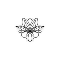 Minimalist Lotus Flower Line Art Logo Design on White, Zen, Branding