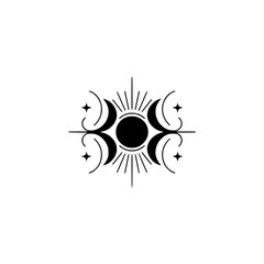 Mystical Celestial Symbol: Sun, Moon, and Stars - Minimalist Design