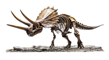 Fototapeta premium skeleton of a dinosaur on white background Prehistoric Fossil PNG