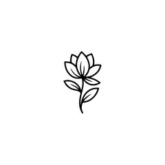 Elegant Line Art Lotus Flower Illustration on White Background
