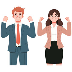vector young business standing clenching fist