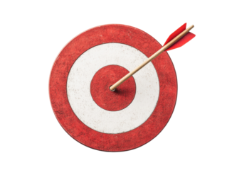 Target with arrow depicting goal achievement and focus on success, cut out