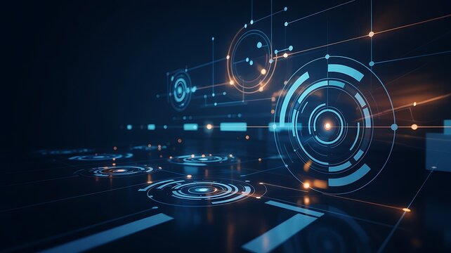 Futuristic digital technology background with numbers and network elements