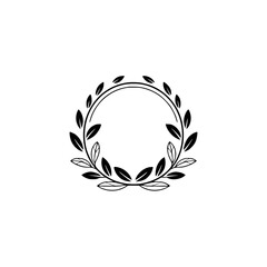 Minimalist Laurel Wreath Logo, Elegant Black and White Design Element