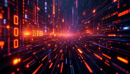 Fototapeta premium High-tech abstract background featuring binary elements and a futuristic cyberspace concept. Perfect for digital and technology-themed designs