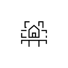 Minimalist Architectural House Icon: Black on White, Simple Design