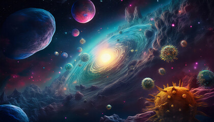 Naklejka premium 003-029-031-A galactic AI detecting space-born viruses 76505