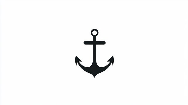 Simple anchor icon on white background, nautical symbol, website design