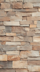 Fototapeta premium Natural stacked stone wall pattern in warm earthy tones, creating a textured look for rustic phone wallpapers.