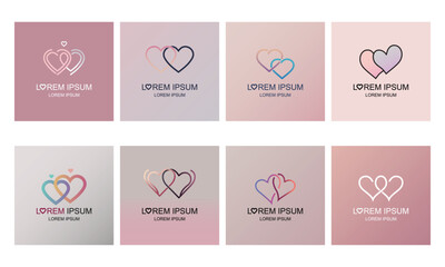 Obraz premium Romantic Heart Logo Set - Love, Wedding, Valentine, Relationship