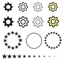 Setting And Star icon set vector