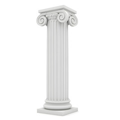 Classical Ionic Column in White Background