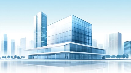 Modern glass office building cityscape, business district, urban development, architectural design, real estate