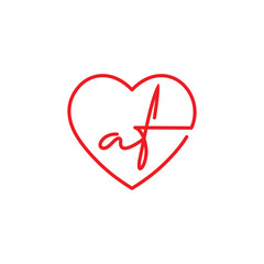 Heart and lowercase Letter AF Logo Design 001