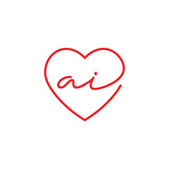 Heart and lowercase Letter AI Logo Design 001