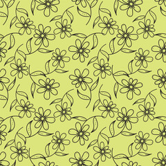 Cute seamless pattern with bright tiny flowers