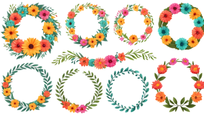  floral wreaths collection vibrant flowers png