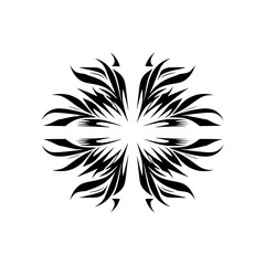 Abstract Floral Mandala, Shadowed, Monochromatic Design Element