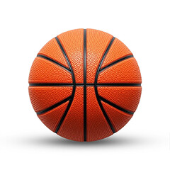 realistic close-up basketball, orange, textured, leather, black lines,  spherical, sports equipment, closeup, detailed, realistic, shadow, studio lighting, white background
