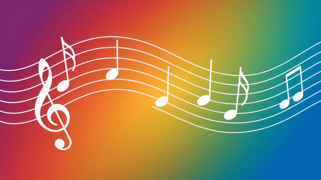 Vibrant abstract background featuring musical notes. Ideal high resolution backdrop for music-themed projects
