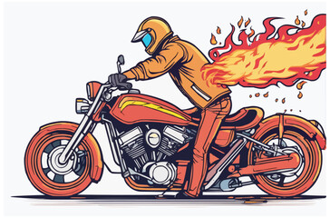 Man driving motorcycle with fire in an accident Careless Driving