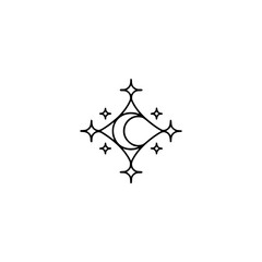Obraz premium Minimalist Crescent Moon & Stars Geometric Logo Design