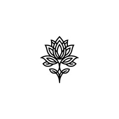 Minimalist Lotus Flower Logo Design, Modern, Floral, Black and White