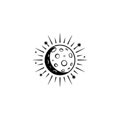Celestial Moon and Starburst Illustration, Modern Minimalist, Mystical Design
