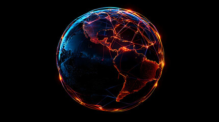 Abstract Glowing Digital Earth