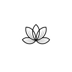 Minimalist Lotus Flower Logo Design, Black and White on Light Background