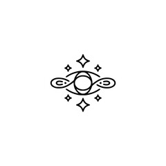 Obraz premium Minimalist Eye Icon with Stars - Vector Art, Mystical Design