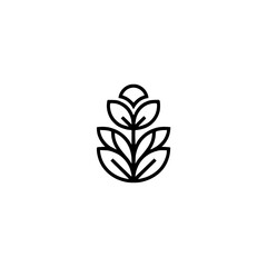 Minimalist Floral Logo: Black and White Design, Clean and Modern Concept