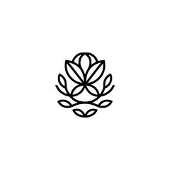 Obraz premium Minimalist Lotus Logo Design, Black & White, Elegant & Modern