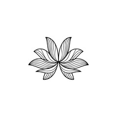 Minimalist Black and White Lotus Illustration, Floral Design Element