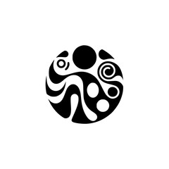 Obraz premium Abstract Organic Circle: Black and White Illustration, Minimalist Design