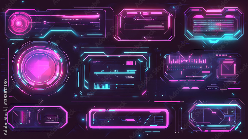 Aufkleber Create futuristic frames and headers for the hud user interface, create callouts, headers, frames, pointers, info, and dialog boxes for the hud user interface