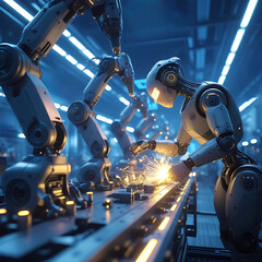 Advanced AI Robots Welding in Futuristic Factory | Industrial Automation & Robotics