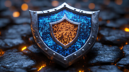 Fototapeta premium Futuristic Cyber Security Shield Protection Digital Technology 13