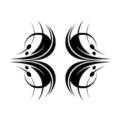 Abstract Black Floral Design on Gray Background