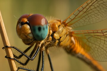 Dragonfly Close-up: A captivating close-up of a dragonfly, its intricate eyes, delicate wings, and slender body showcasing the beauty of nature's artistry.