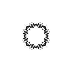 Minimalist Geometric Floral Frame Design on Cream Background