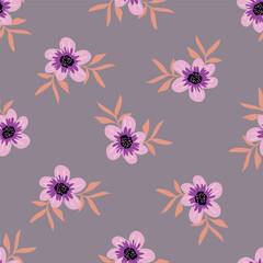 Cute seamless pattern with bright tiny flowers