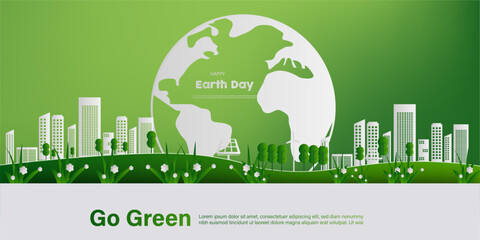Obraz premium clean green earth day with concept of green ecology city globe 