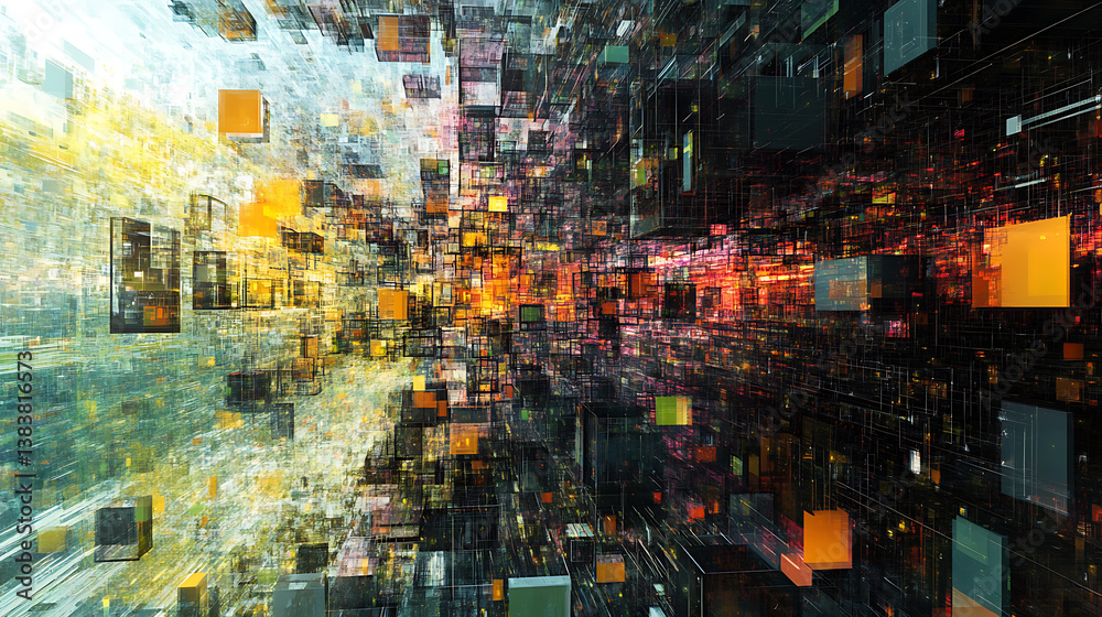 Poster an abstract background illustrating digital transformation and digitalization technology